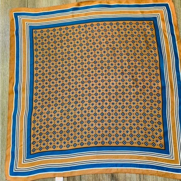 Geometric Patterned Scarf in Orange and Blue - Picture 1 of 5